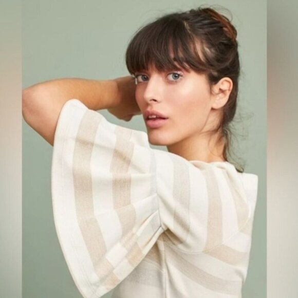 Anthropologie Tops - Maeve Helsa Metallic Striped Ruffle Sleeve top medium